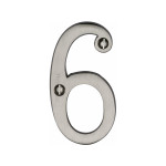 M Marcus Heritage Brass Numeral 6 - Face Fix 76mm Slimline font